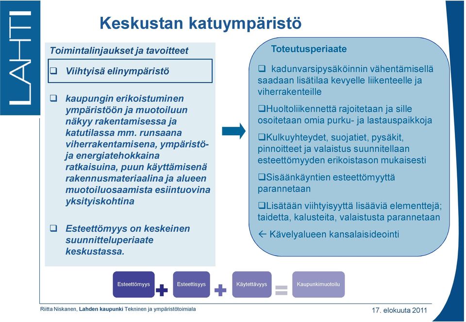 suunnitteluperiaate keskustassa.