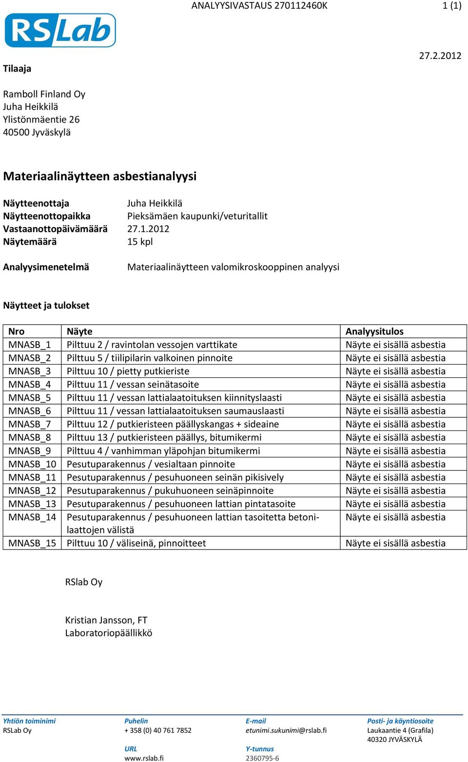 kaupunki/veturitallit Vastaanottopäivämäärä 27.1.