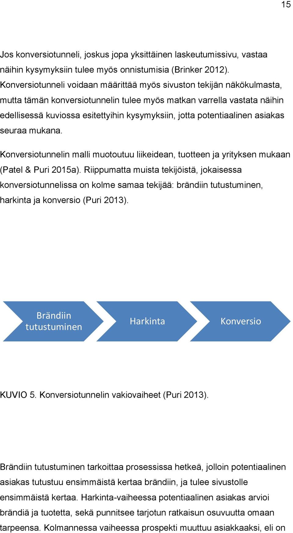 potentiaalinen asiakas seuraa mukana. Konversiotunnelin malli muotoutuu liikeidean, tuotteen ja yrityksen mukaan (Patel & Puri 2015a).