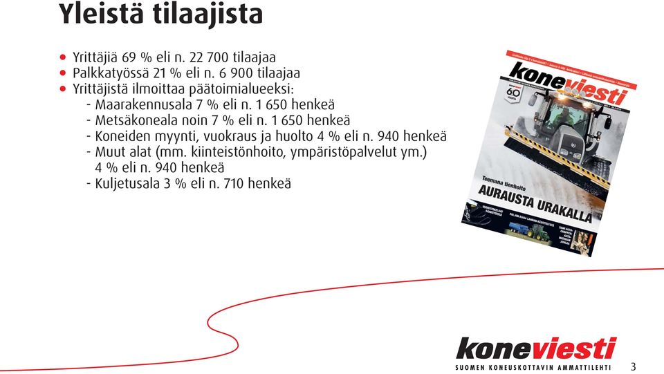 1 650 henkeä - Metsäkoneala noin 7 % eli n.