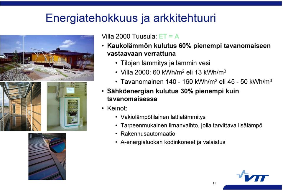 kwh/m 2 eli 45 50 kwh/m 3 Sähköenergian kulutus 30% pienempi kuin tavanomaisessa Keinot: Vakiolämpötilainen