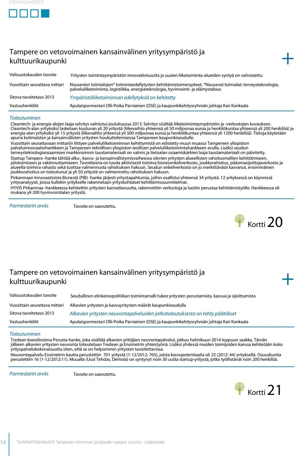 elämystalous Ympäristöliiketoiminnan edellytyksiä on kehitetty Apulaispormestari Olli-Poika Parviainen (OSE) ja kaupunkikehitysryhmän johtaja Kari Kankaala Cleantech- ja energia-alojen laaja selvitys