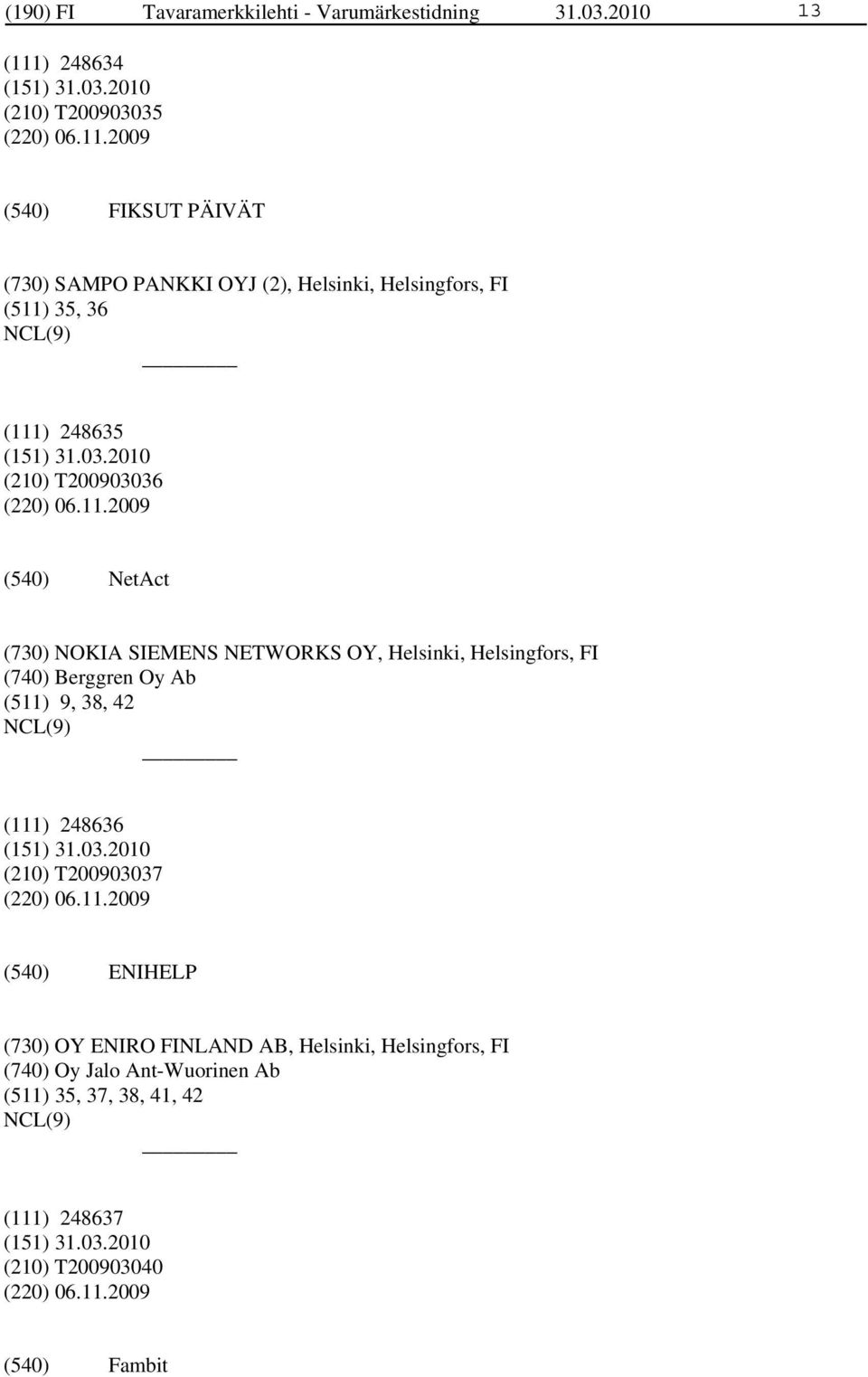 2009 FIKSUT PÄIVÄT (730) SAMPO PANKKI OYJ (2), Helsinki, Helsingfors, FI (511)