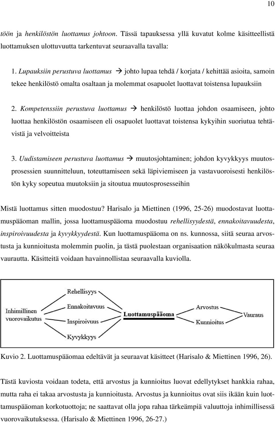 Kompetenssiin perustuva luottamus henkilöstö luottaa johdon osaamiseen, johto luottaa henkilöstön osaamiseen eli osapuolet luottavat toistensa kykyihin suoriutua tehtävistä ja velvoitteista 3.