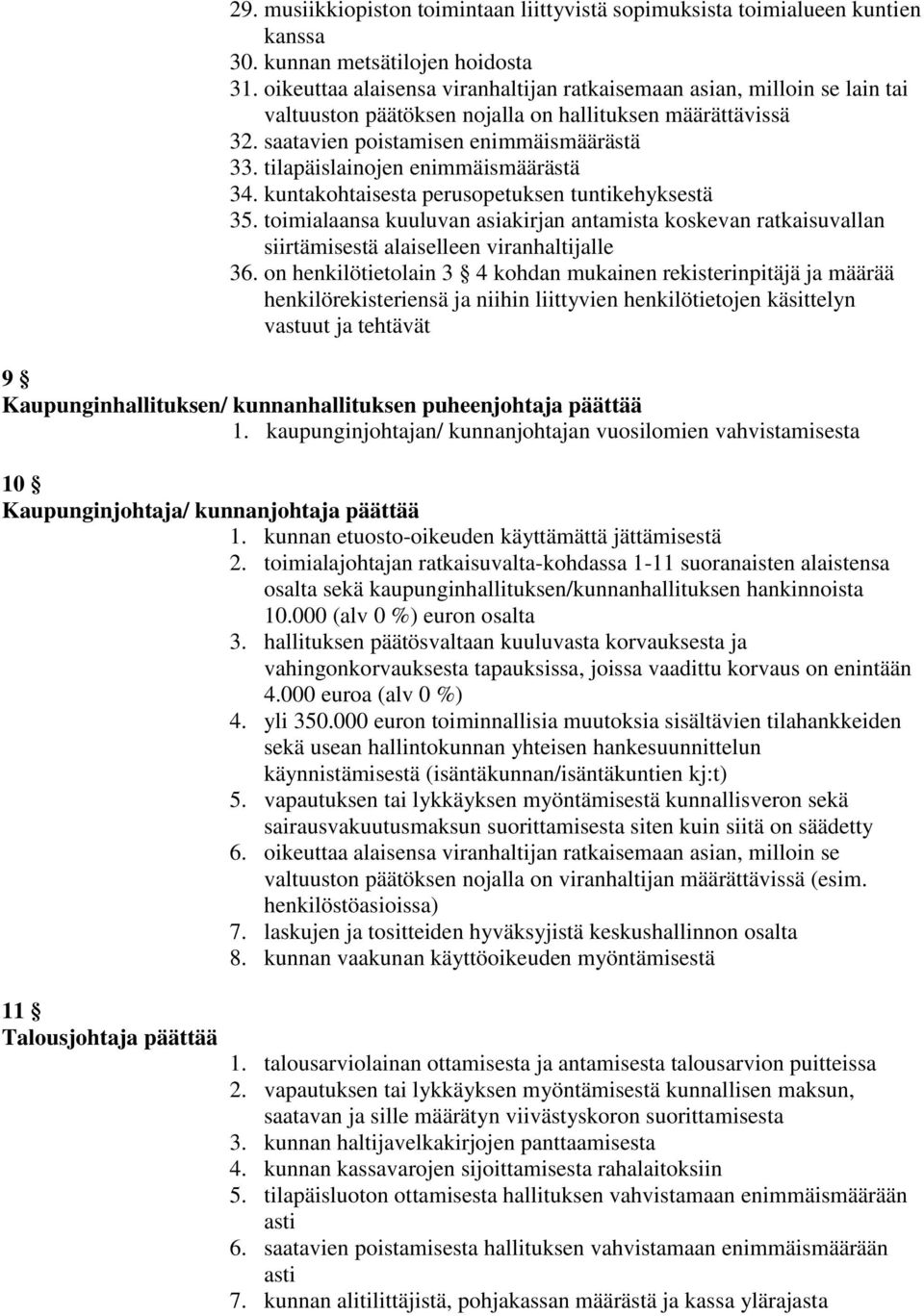 tilapäislainojen enimmäismäärästä 34. kuntakohtaisesta perusopetuksen tuntikehyksestä 35.