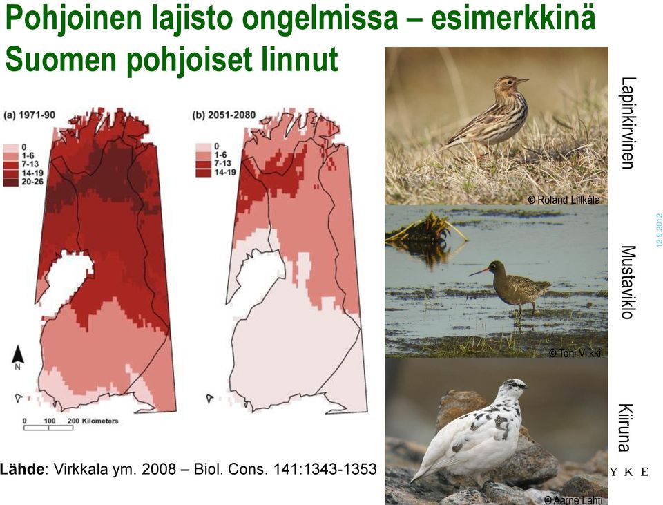 Suomen pohjoiset linnut Lähde: Virkkala ym.