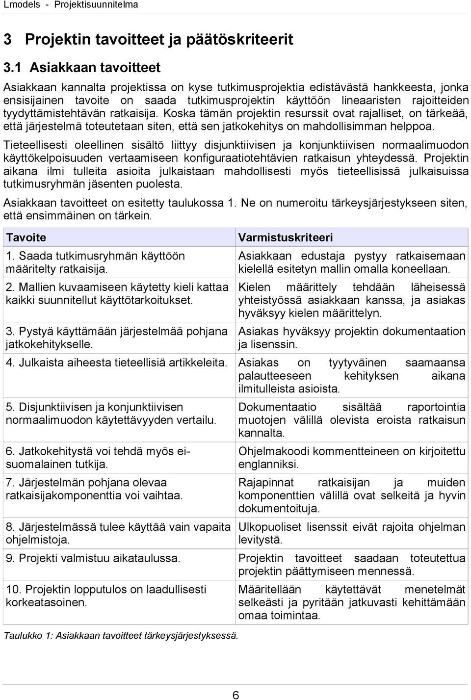 tyydyttämistehtävän ratkaisija. Koska tämän projektin resurssit ovat rajalliset, on tärkeää, että järjestelmä toteutetaan siten, että sen jatkokehitys on mahdollisimman helppoa.