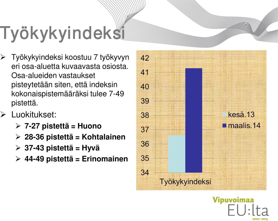 Osa-alueiden vastaukset pisteytetään siten, että indeksin