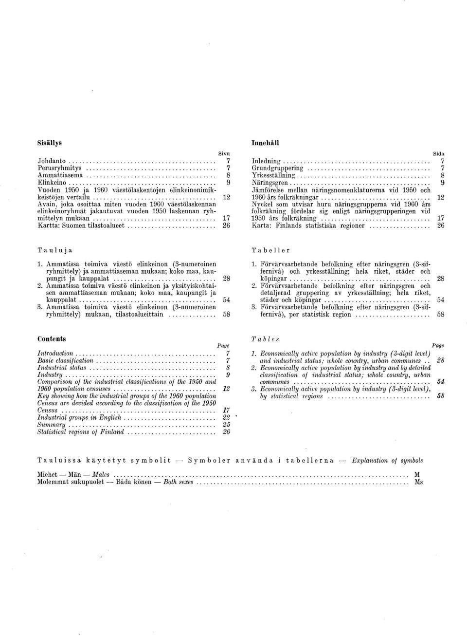 .. Innehåll Sida In le d n in g... 7 G rundgruppering... 7 Y rk esställning... 8 N äringsgren... 9 Jäm förelse mellan näringsnom enklaturerna vid 90 och 90 års fo lk räk n in g ar.