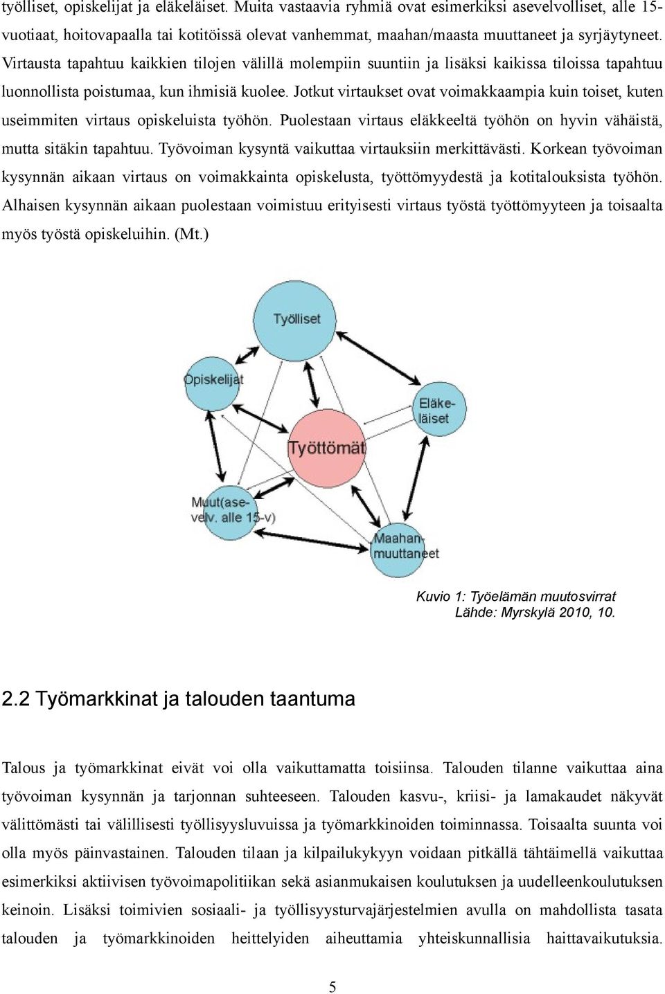 Virtausta tapahtuu kaikkien tilojen välillä molempiin suuntiin ja lisäksi kaikissa tiloissa tapahtuu luonnollista poistumaa, kun ihmisiä kuolee.