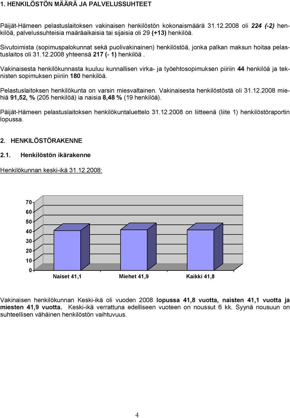 Sivutoimista (sopimuspalokunnat sekä puolivakinainen) henkilöstöä, jonka palkan maksun hoitaa pelastuslaitos oli 31.12.2008 yhteensä 217 ( 1) henkilöä.