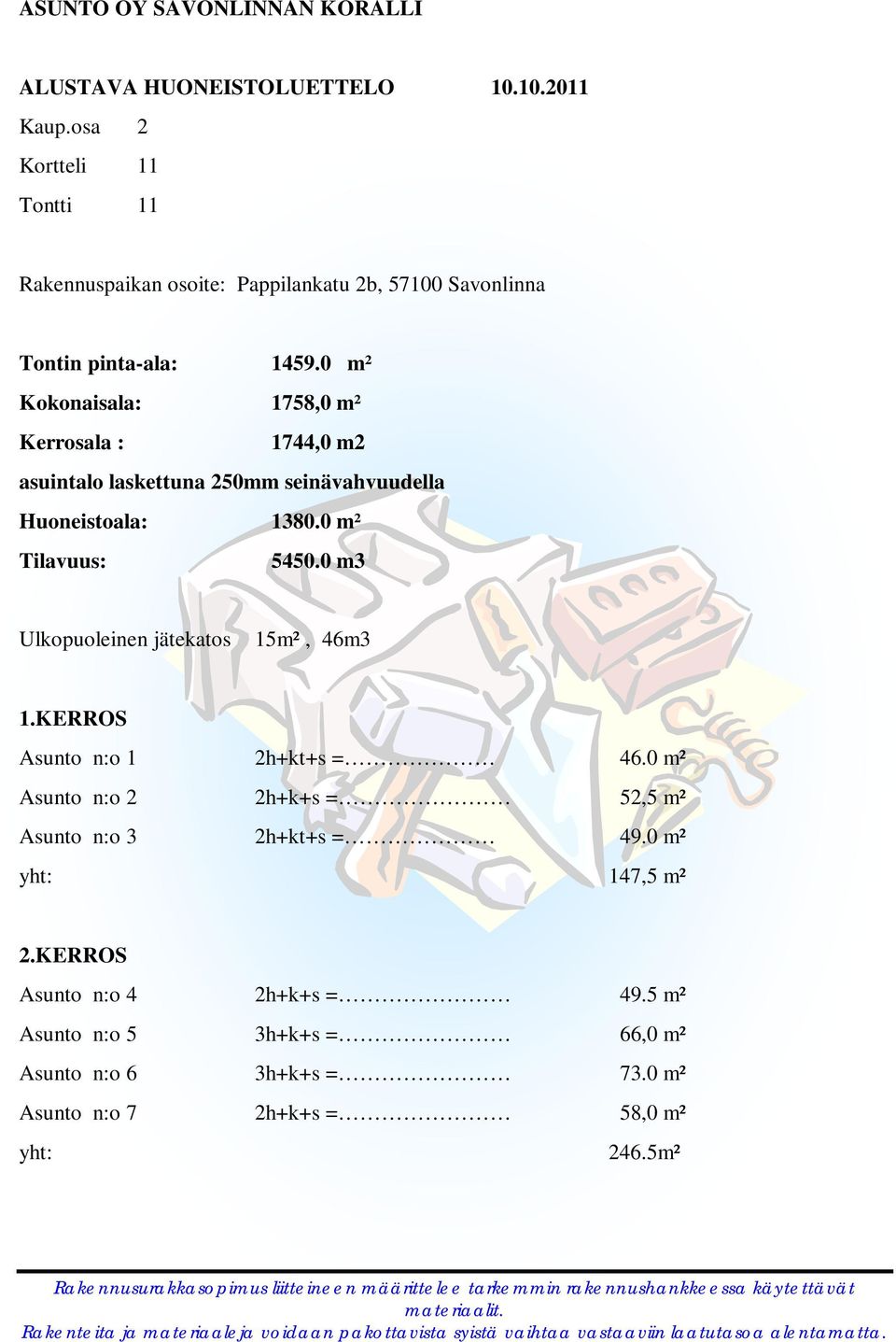 KEOS Asunto n:o 1 2h+kt+s = 46.0 m² Asunto n:o 2 2h+k+s = 52,5 m² Asunto n:o 3 2h+kt+s = 49.0 m² yht: 147,5 m² 2.KEOS Asunto n:o 4 2h+k+s = 49.