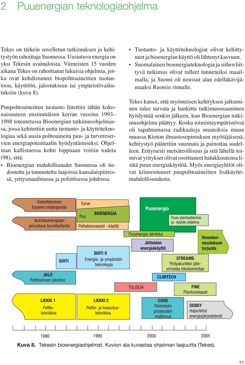 Puupolttoaineitten tuotanto liitettiin tähän kokonaisuuteen ensimmäisen kerran vuosina 1993 1998 toteutetussa Bioenergian tutkimusohjelmassa, jossa kehitettiin uutta tuotanto- ja käyttöteknologiaa