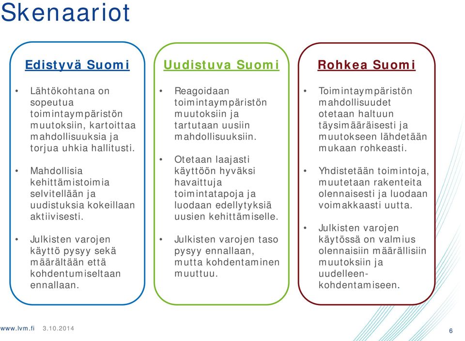 Uudistuva Suomi Reagoidaan toimintaympäristön muutoksiin ja tartutaan uusiin mahdollisuuksiin.