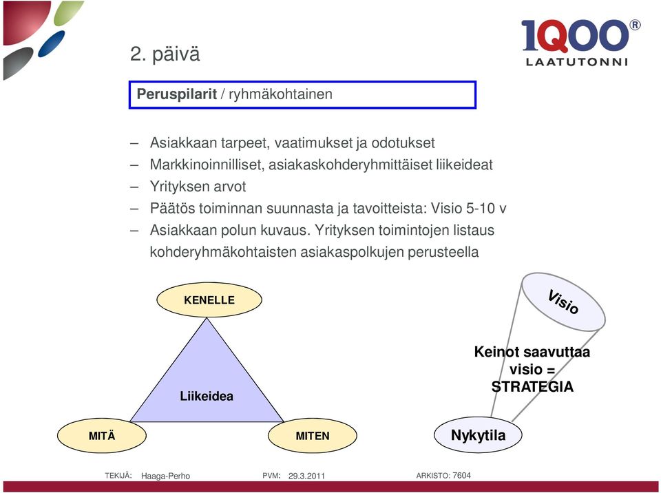 suunnasta ja tavoitteista: Visio 5-10 v Asiakkaan polun kuvaus.