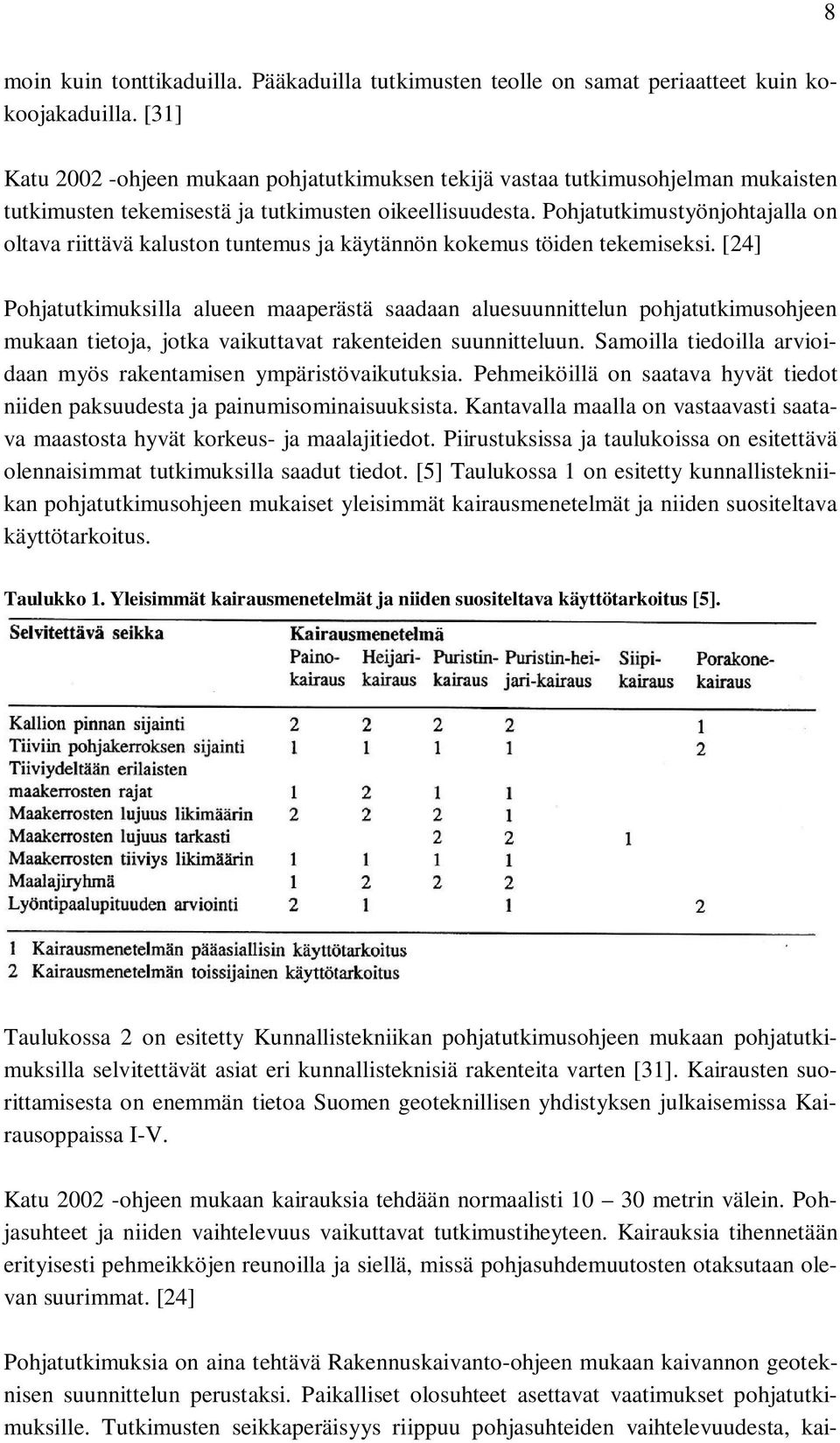 Pohjatutkimustyönjohtajalla on oltava riittävä kaluston tuntemus ja käytännön kokemus töiden tekemiseksi.