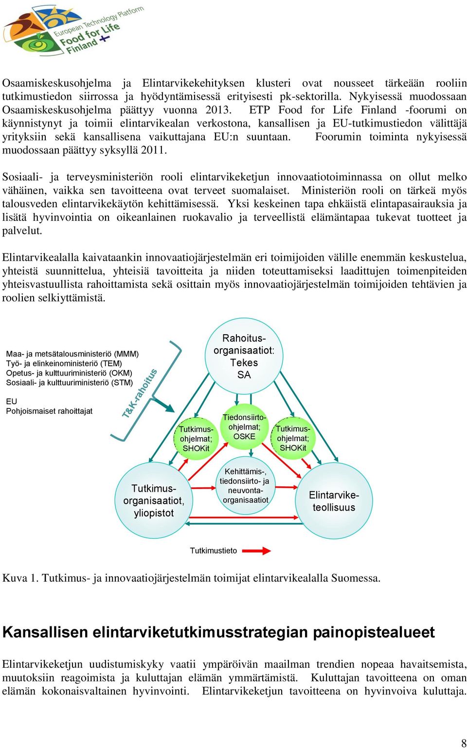 ETP Food for Life Finland -foorumi on käynnistynyt ja toimii elintarvikealan verkostona, kansallisen ja EU-tutkimustiedon välittäjä yrityksiin sekä kansallisena vaikuttajana EU:n suuntaan.