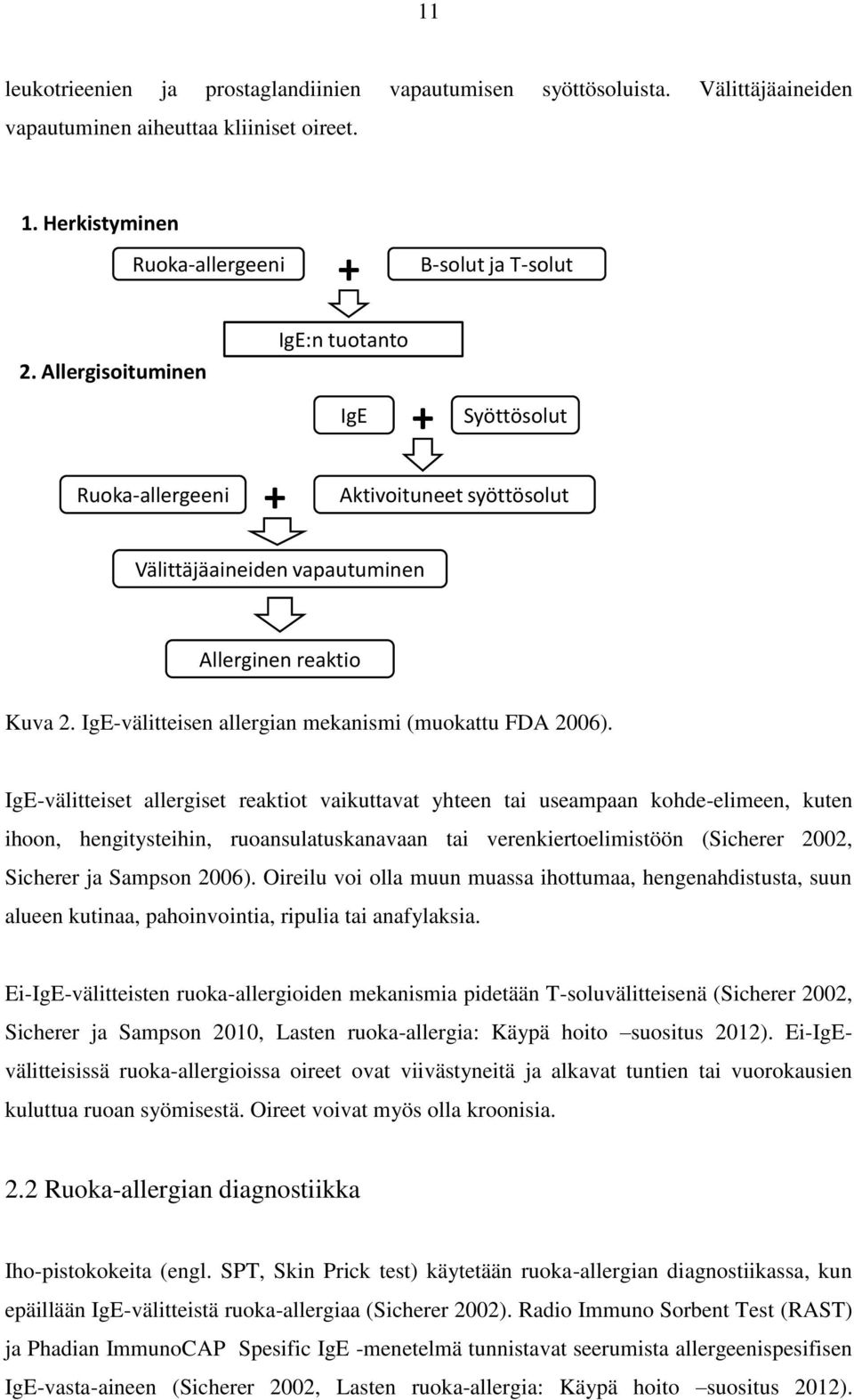 IgE-välitteisen allergian mekanismi (muokattu FDA 2006).