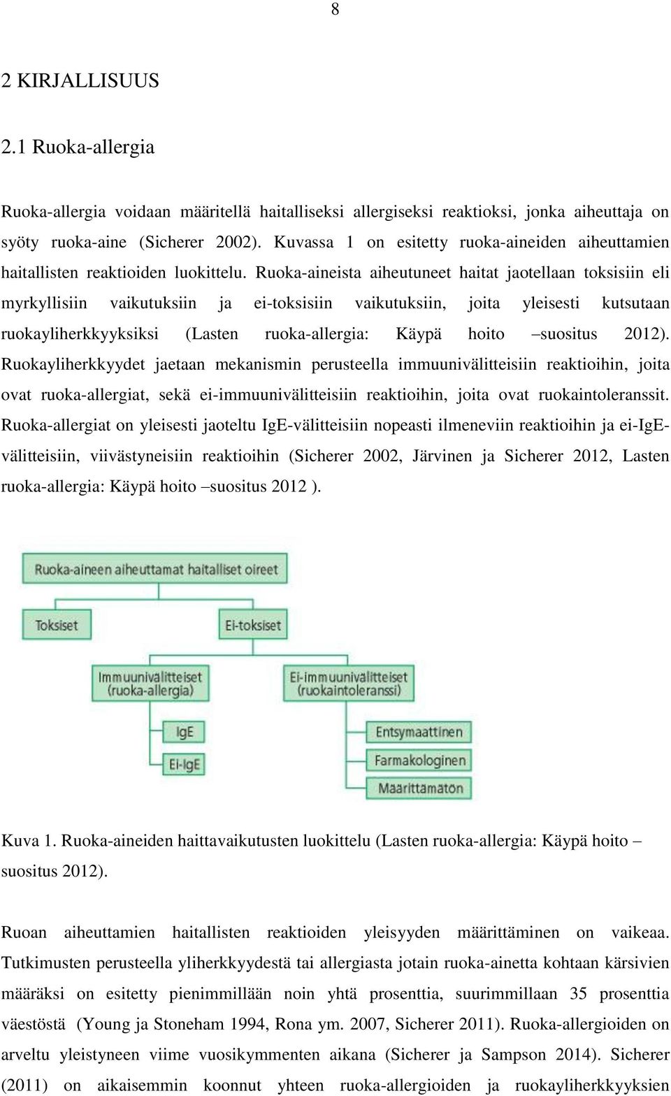 Ruoka-aineista aiheutuneet haitat jaotellaan toksisiin eli myrkyllisiin vaikutuksiin ja ei-toksisiin vaikutuksiin, joita yleisesti kutsutaan ruokayliherkkyyksiksi (Lasten ruoka-allergia: Käypä hoito