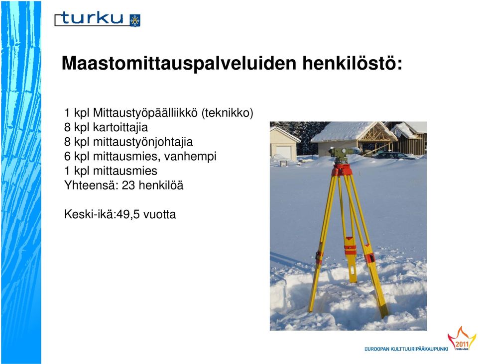 kpl mittaustyönjohtajia 6 kpl mittausmies, vanhempi