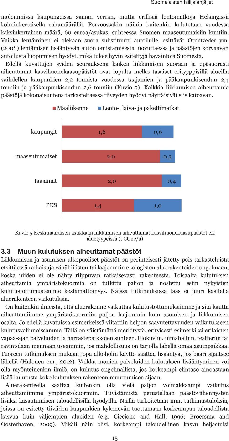 Vaikka lentäminen ei olekaan suora substituutti autoilulle, esittävät Ornetzeder ym.