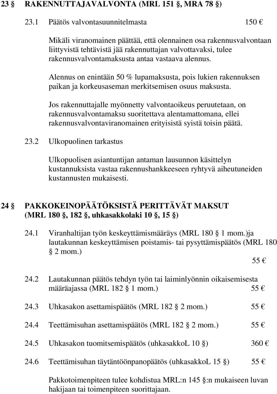 vastaava alennus. Alennus on enintään 50 % lupamaksusta, pois lukien rakennuksen paikan ja korkeusaseman merkitsemisen osuus maksusta.