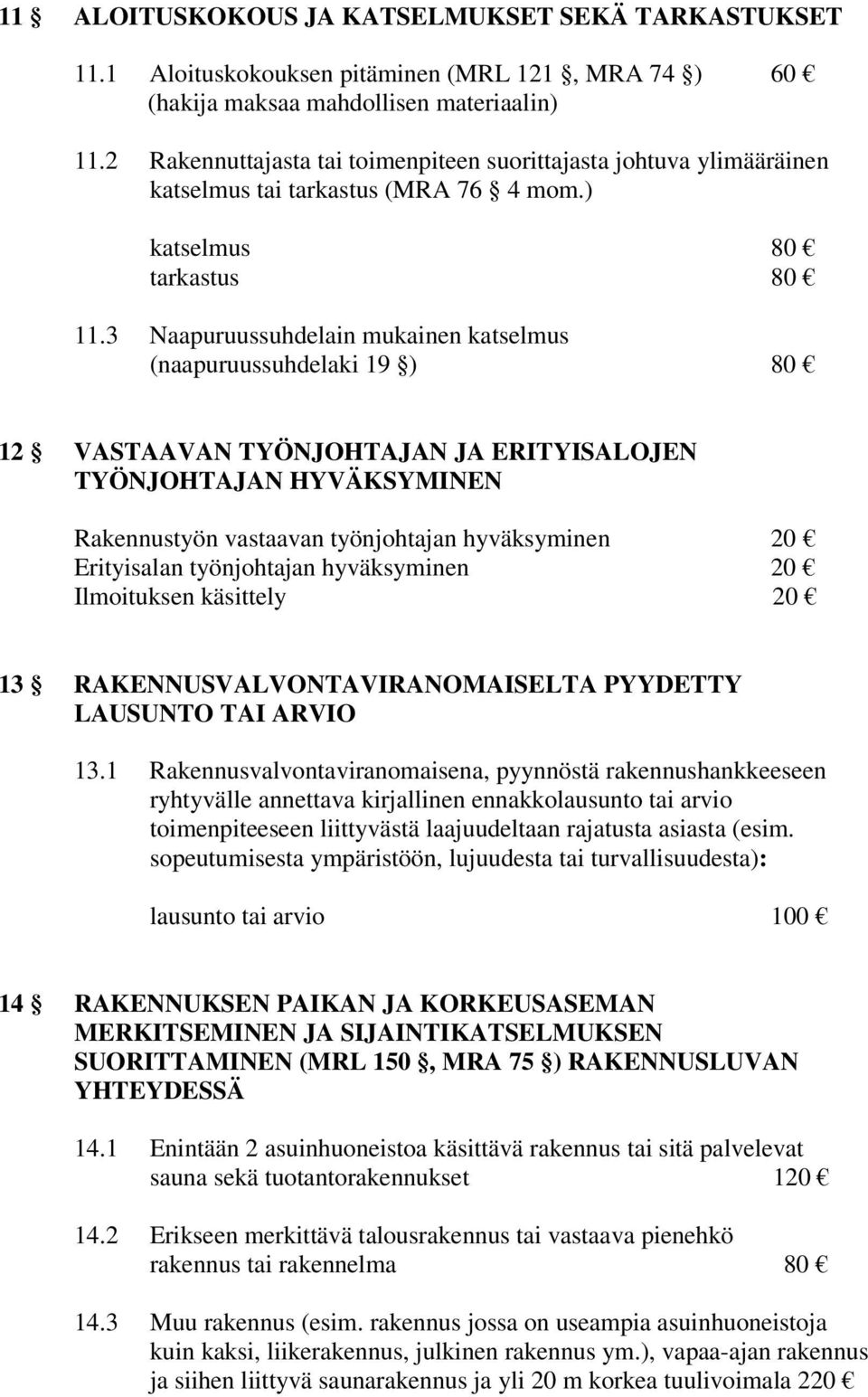 3 Naapuruussuhdelain mukainen katselmus (naapuruussuhdelaki 19 ) 80 12 VASTAAVAN TYÖNJOHTAJAN JA ERITYISALOJEN TYÖNJOHTAJAN HYVÄKSYMINEN Rakennustyön vastaavan työnjohtajan hyväksyminen 20