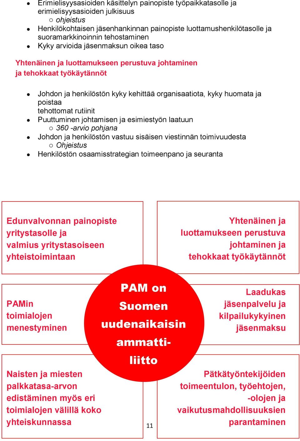 poistaa tehottomat rutiinit Puuttuminen johtamisen ja esimiestyön laatuun o 360 -arvio pohjana Johdon ja henkilöstön vastuu sisäisen viestinnän toimivuudesta o Ohjeistus Henkilöstön osaamisstrategian