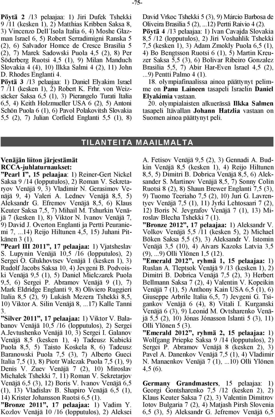 Pöytä 3 /13 pelaajaa: 1) Daniel Elyakim Israel 7 /11 (kesken 1), 2) Robert K. Frhr.