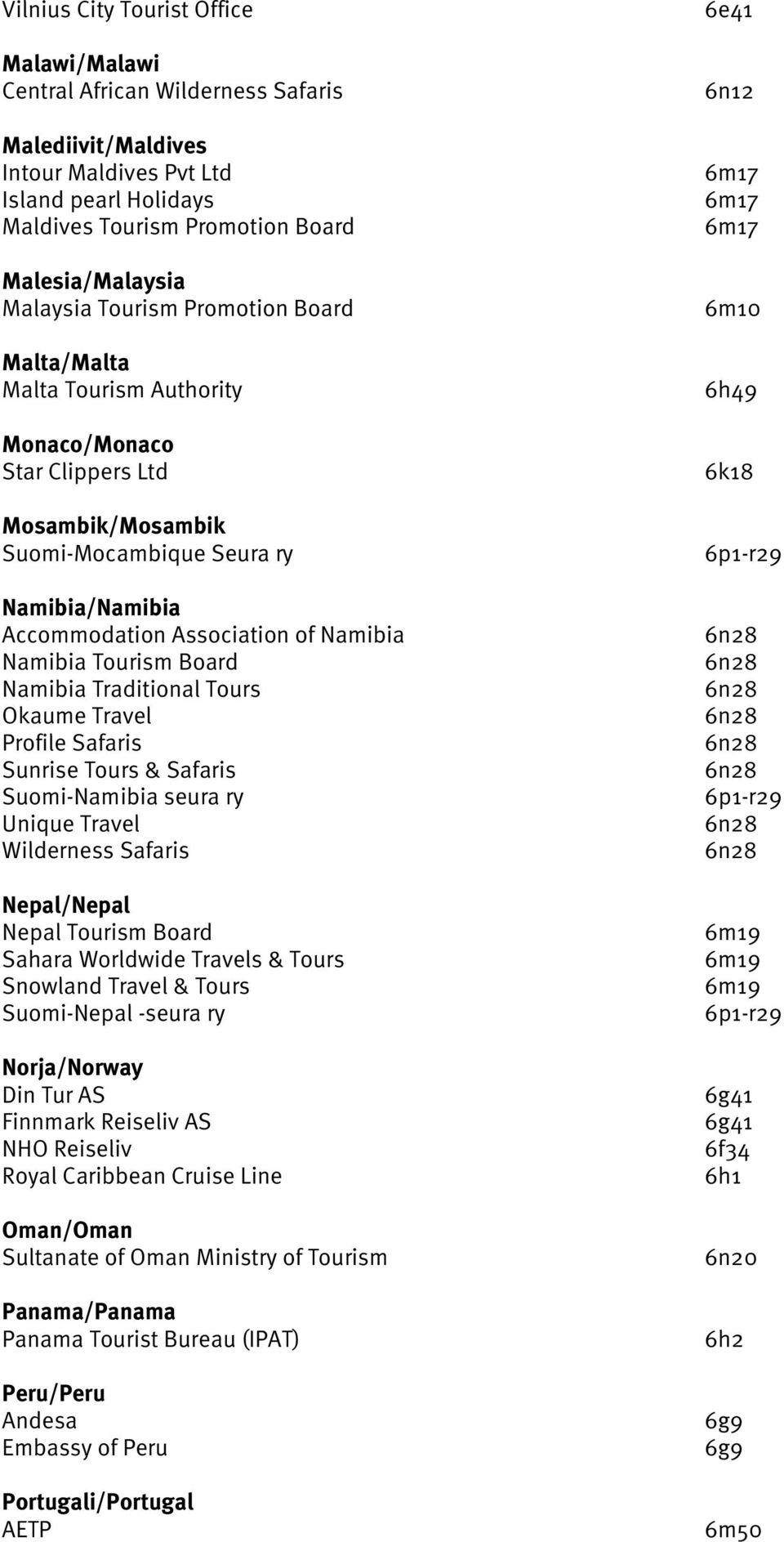 Namibia Tourism Board Namibia Traditional Tours Okaume Travel Profile Safaris Sunrise Tours & Safaris Suomi-Namibia seura ry Unique Travel Wilderness Safaris Nepal/Nepal Nepal Tourism Board Sahara