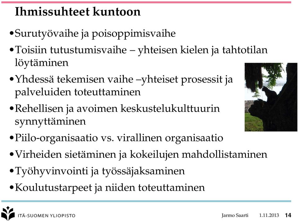 keskustelukulttuurin synnyttäminen Piilo-organisaatio vs.