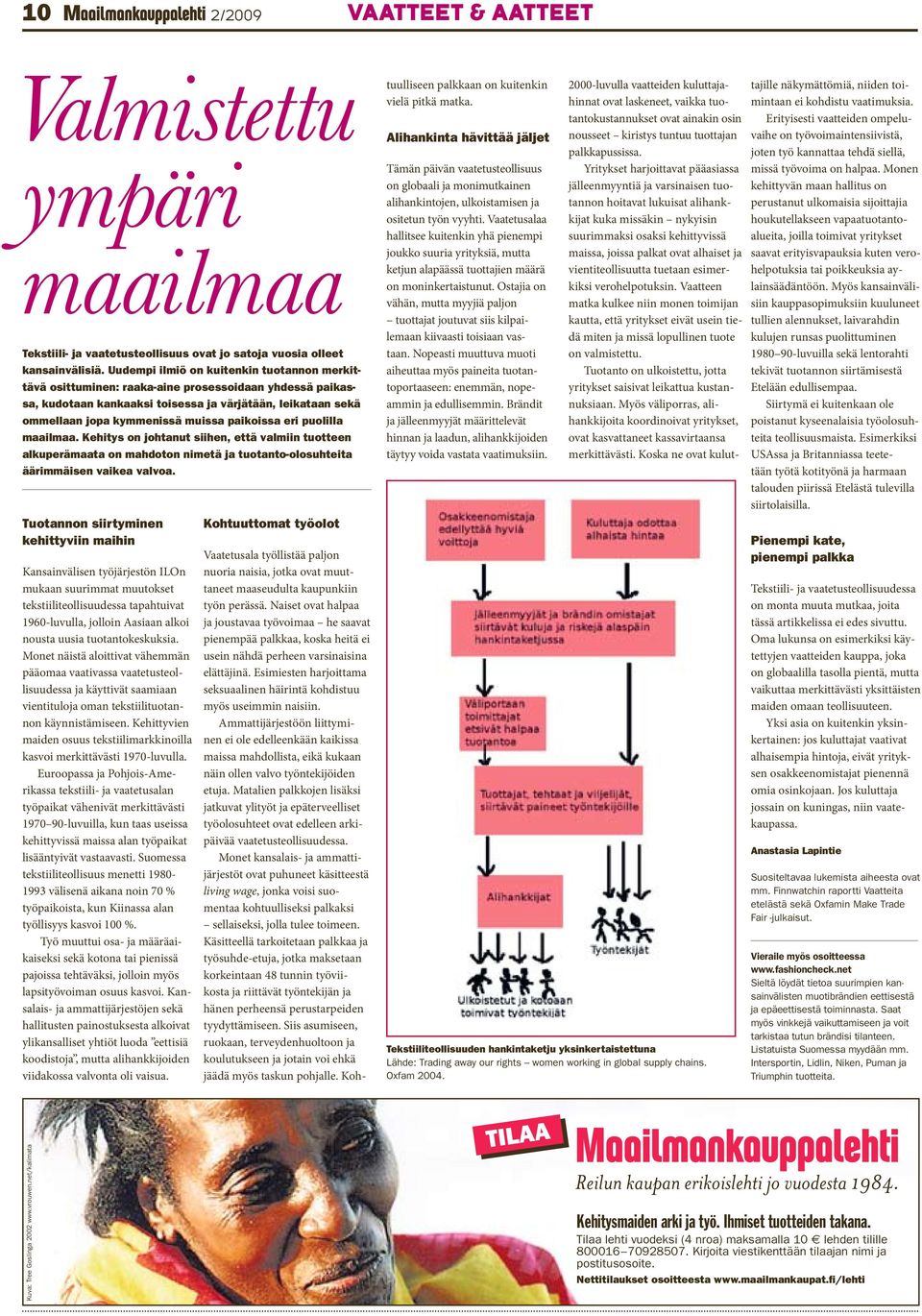 paikoissa eri puolilla maailmaa. Kehitys on johtanut siihen, että valmiin tuotteen alkuperämaata on mahdoton nimetä ja tuotanto-olosuhteita äärimmäisen vaikea valvoa.