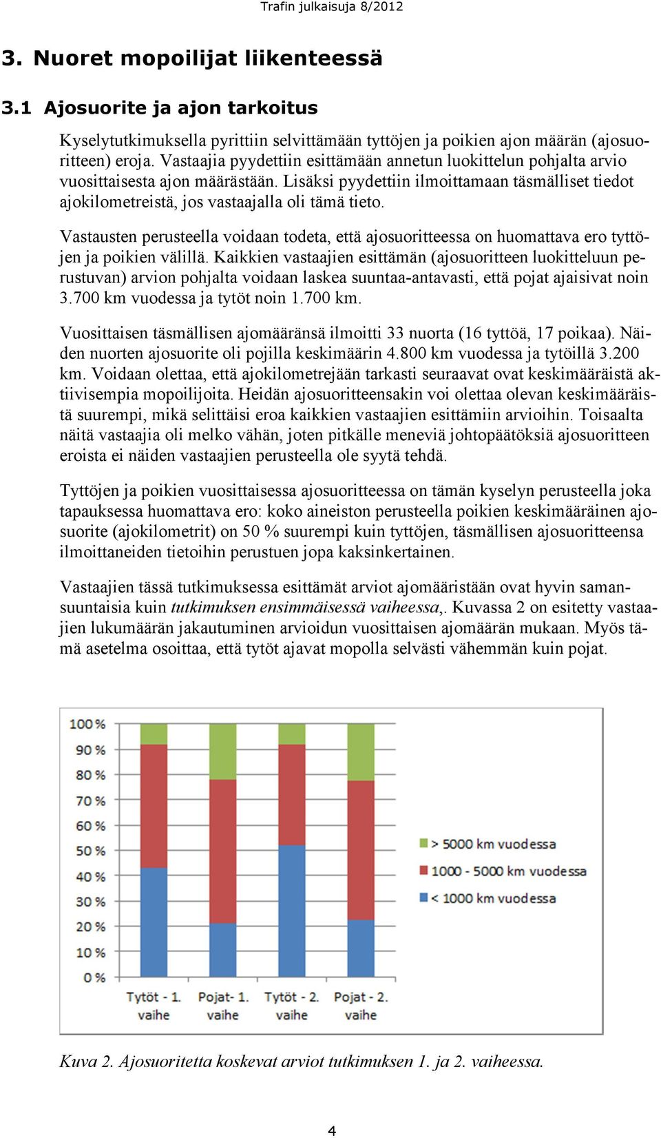 Vastausten perusteella voidaan todeta, että ajosuoritteessa on huomattava ero tyttöjen ja poikien välillä.