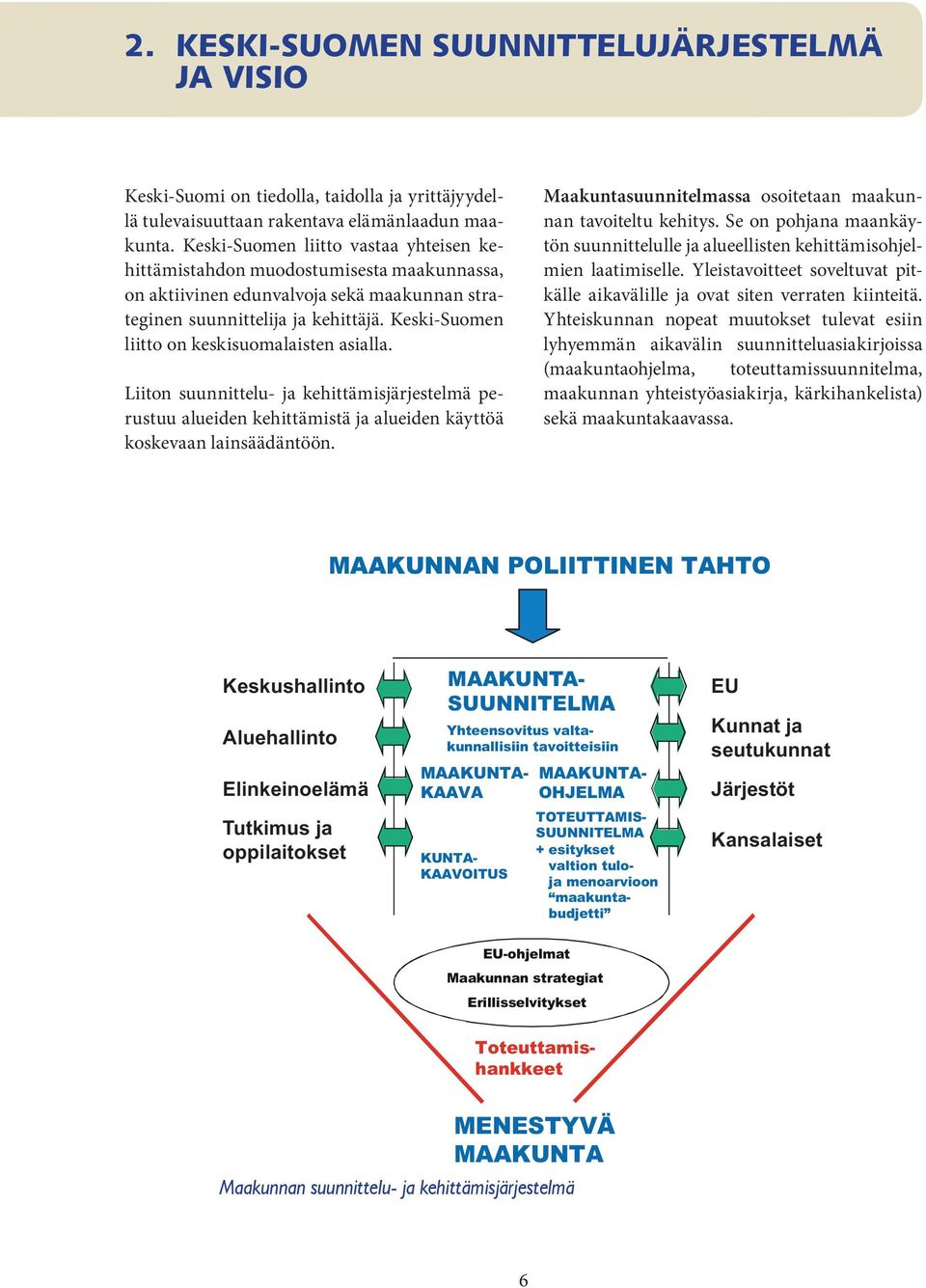 Keski-Suomen liitto on keskisuomalaisten asialla. Liiton suunnittelu- ja kehittämisjärjestelmä perustuu alueiden kehittämistä ja alueiden käyttöä koskevaan lainsäädäntöön.