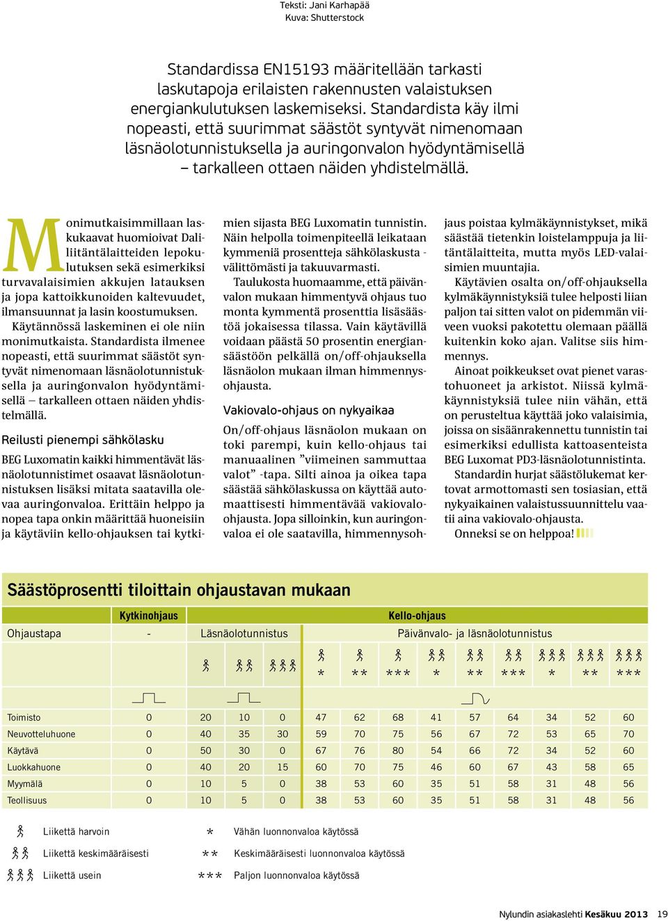 Monimutkaisimmillaan laskukaavat huomioivat Daliliitäntälaitteiden lepokulutuksen sekä esimerkiksi turvavalaisimien akkujen latauksen ja jopa kattoikkunoiden kaltevuudet, ilmansuunnat ja lasin