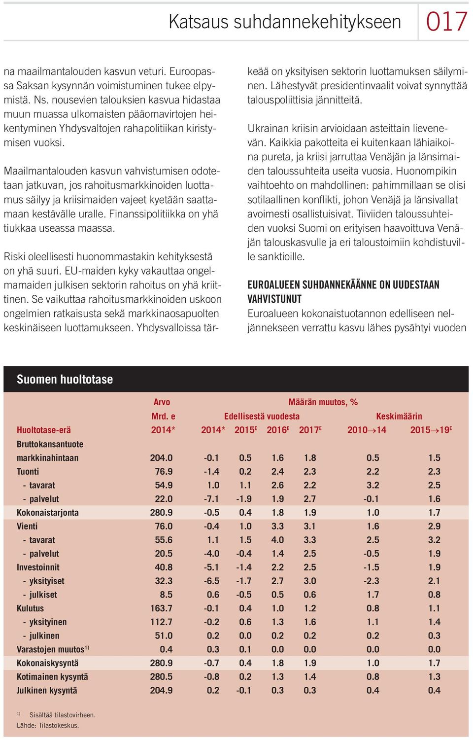 Maailmantalouden kasvun vahvistumisen odotetaan jatkuvan, jos rahoitusmarkkinoiden luottamus säilyy ja kriisimaiden vajeet kyetään saattamaan kestävälle uralle.