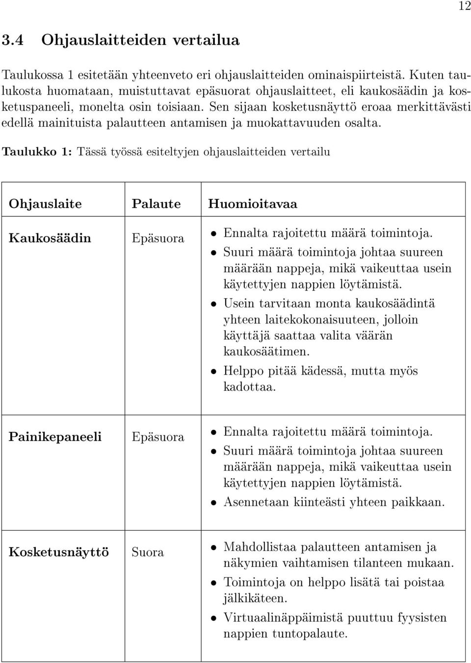 Sen sijaan kosketusnäyttö eroaa merkittävästi edellä mainituista palautteen antamisen ja muokattavuuden osalta.