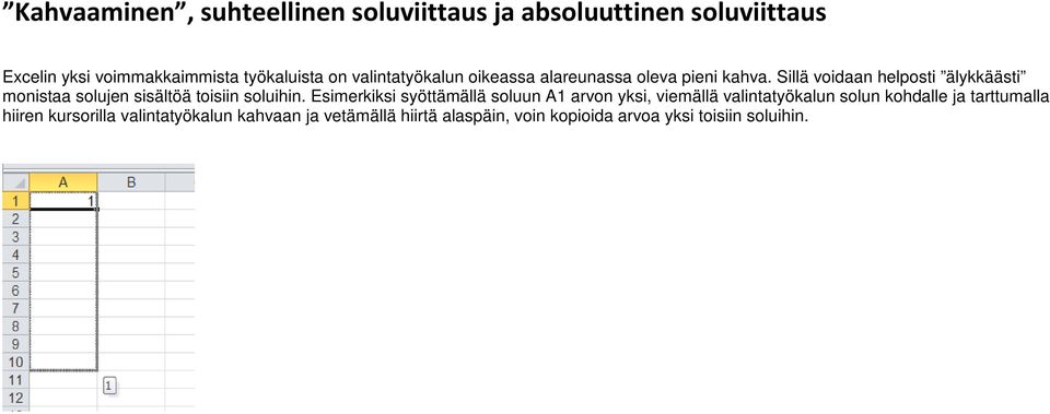 Sillä voidaan helposti älykkäästi monistaa solujen sisältöä toisiin soluihin.