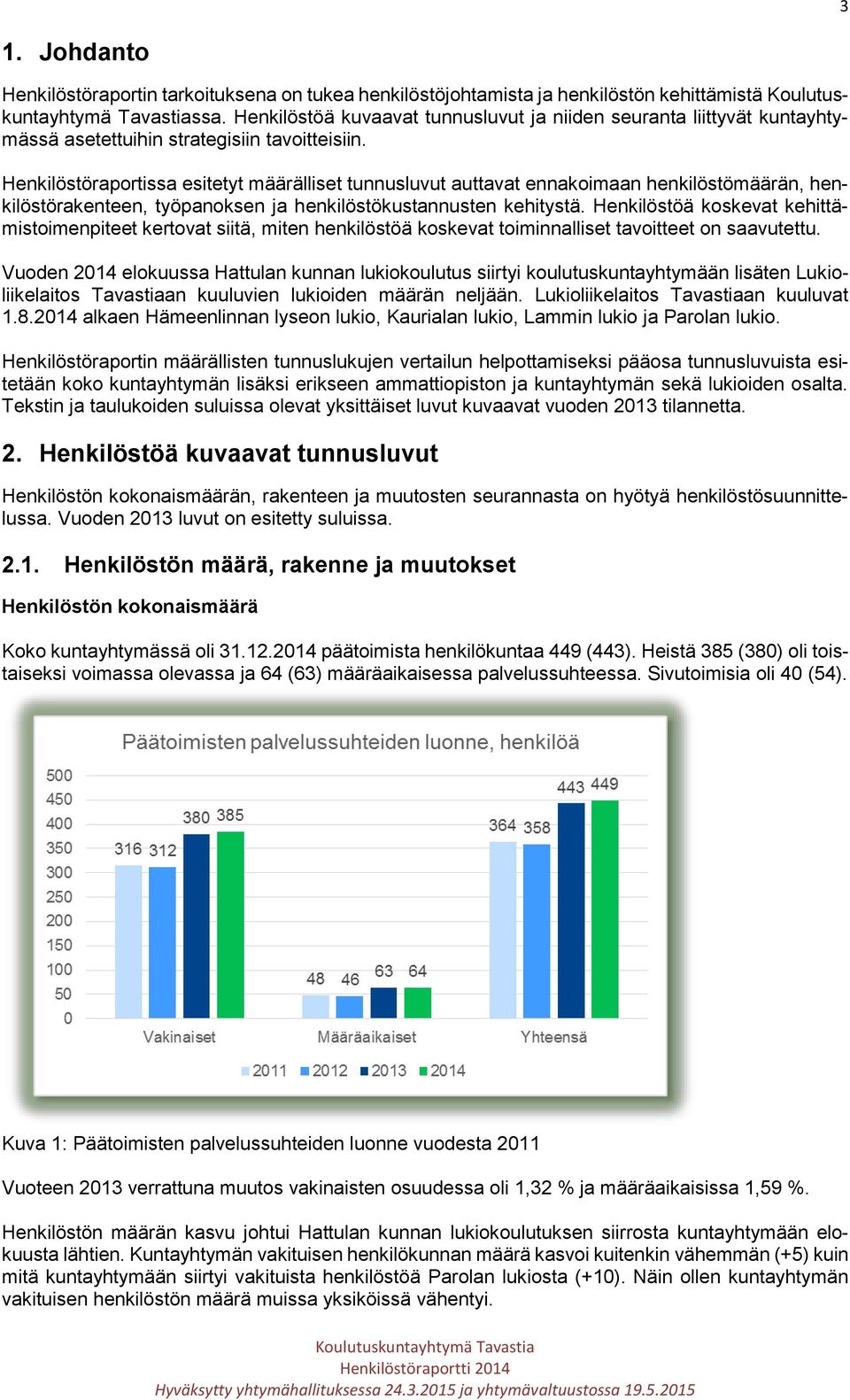 Henkilöstöraportissa esitetyt määrälliset tunnusluvut auttavat ennakoimaan henkilöstömäärän, henkilöstörakenteen, työpanoksen ja henkilöstökustannusten kehitystä.