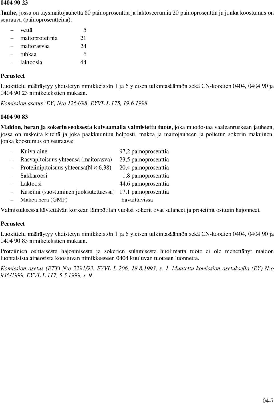 Komission asetus (EY) N:o 1264/98, EYVL L 175, 19.6.1998.