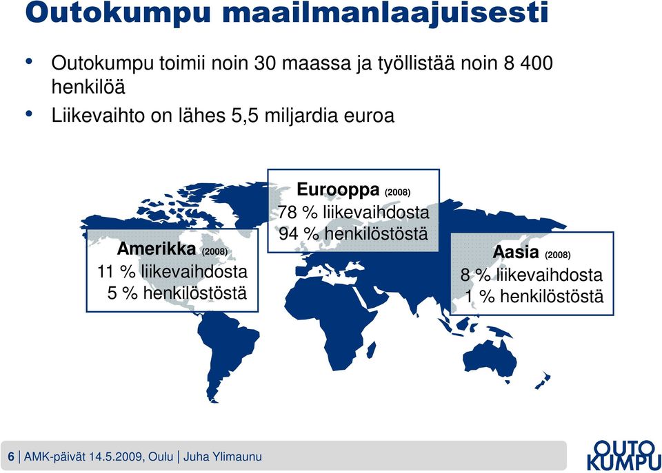 liikevaihdosta 5 % henkilöstöstä Eurooppa (2008) 78 % liikevaihdosta 94 %