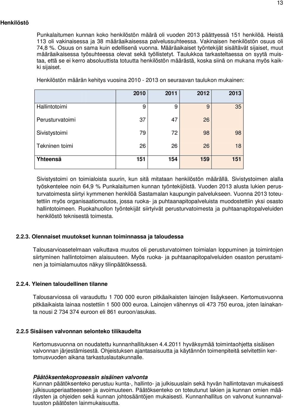 Taulukkoa tarkasteltaessa on syytä muistaa, että se ei kerro absoluuttista totuutta henkilöstön määrästä, koska siinä on mukana myös kaikki sijaiset.