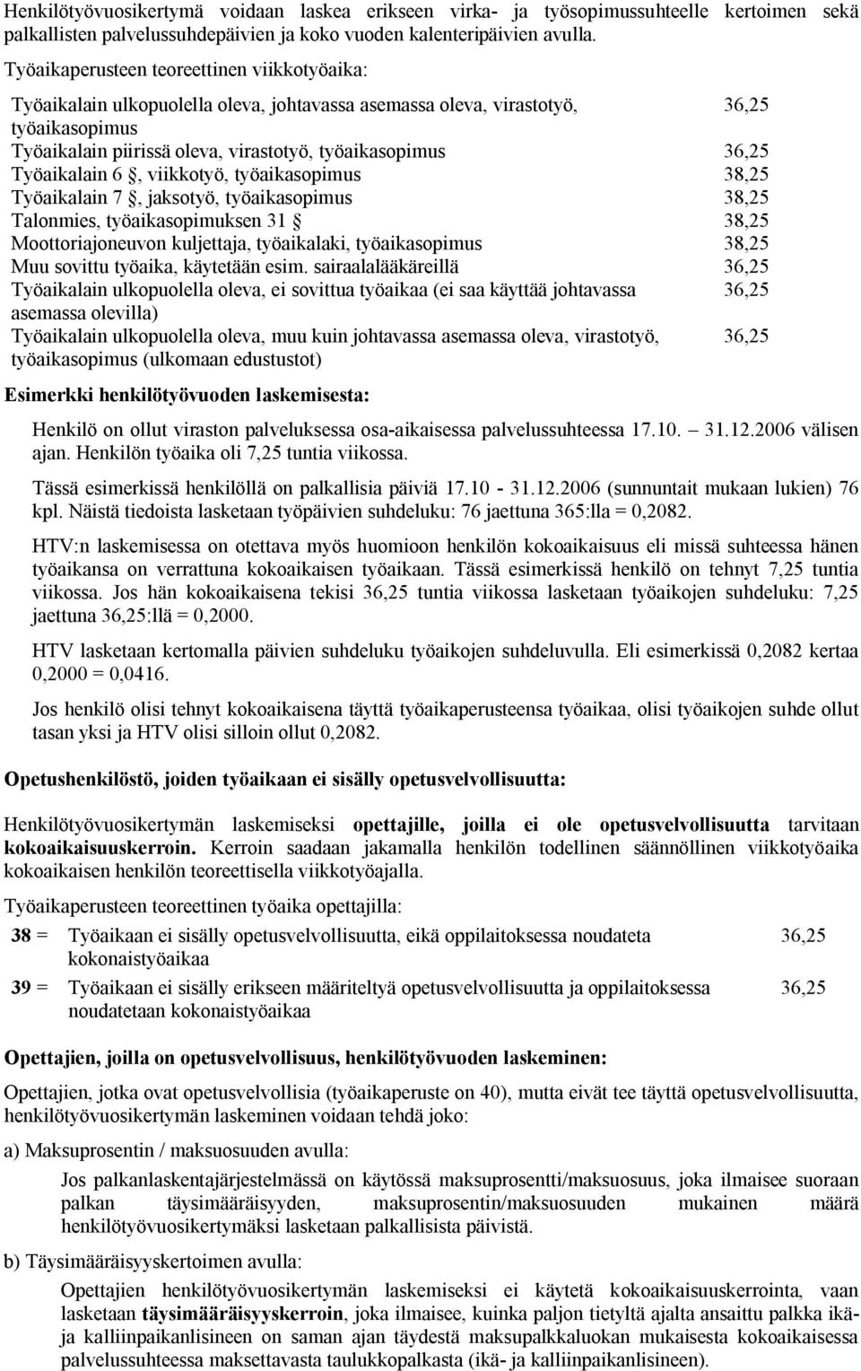 Työaikalain 6, viikkotyö, työaikasopimus 38,25 Työaikalain 7, jaksotyö, työaikasopimus 38,25 Talonmies, työaikasopimuksen 31 38,25 Moottoriajoneuvon kuljettaja, työaikalaki, työaikasopimus 38,25 Muu