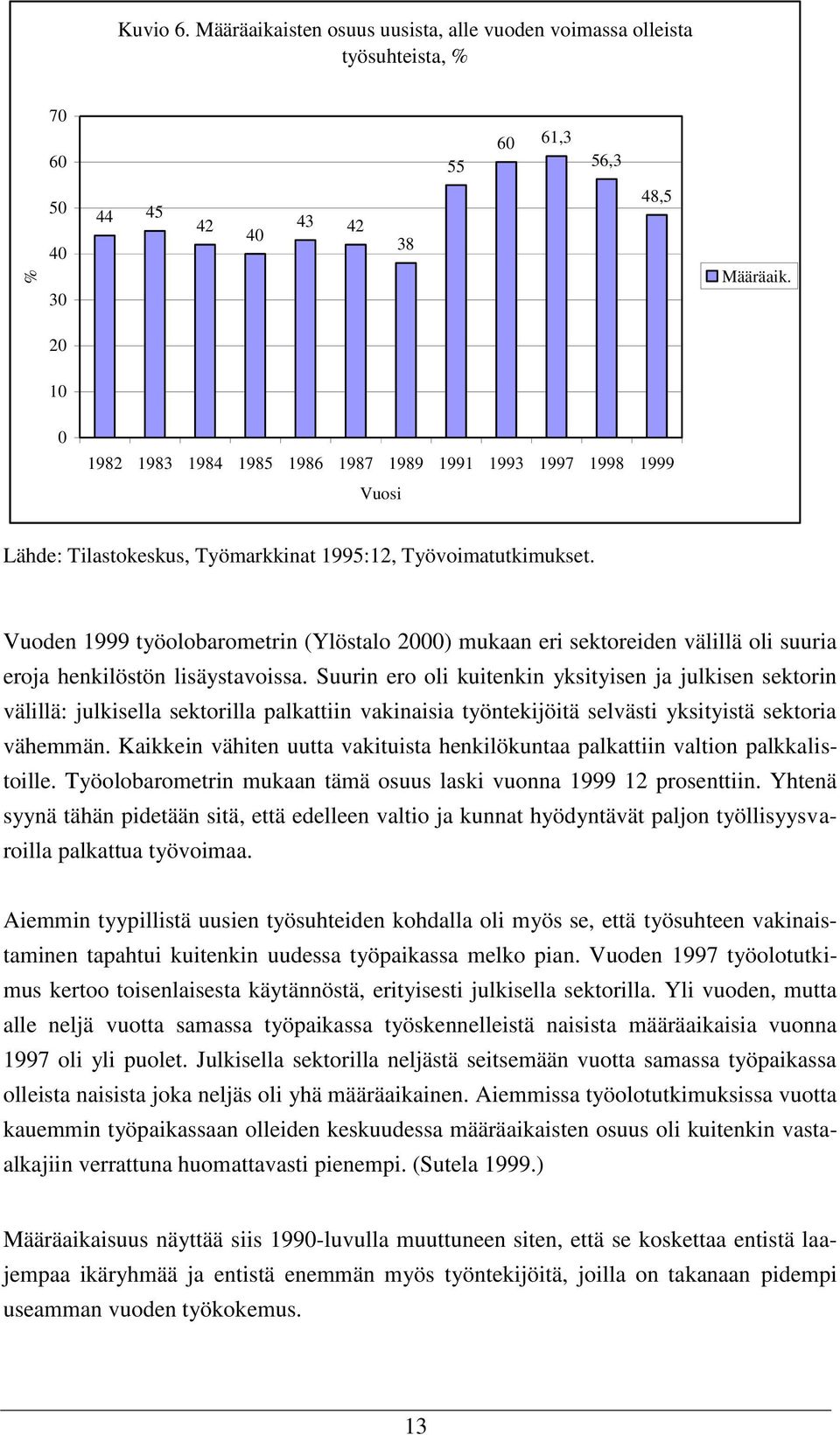 Vuoden 1999 työolobarometrin (Ylöstalo 2000) mukaan eri sektoreiden välillä oli suuria eroja henkilöstön lisäystavoissa.