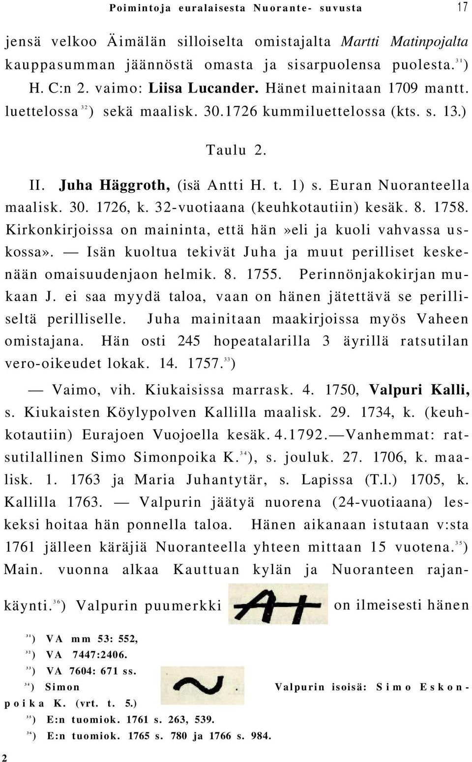 30. 1726, k. 32-vuotiaana (keuhkotautiin) kesäk. 8. 1758. Kirkonkirjoissa on maininta, että hän»eli ja kuoli vahvassa uskossa».