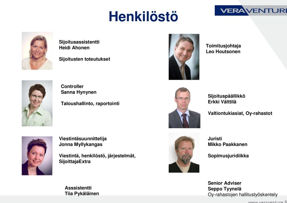 Viestintäsuunnittelija Jonna Myllykangas Viestintä, henkilöstö, järjestelmät, SijoittajaExtra Juristi Mikko