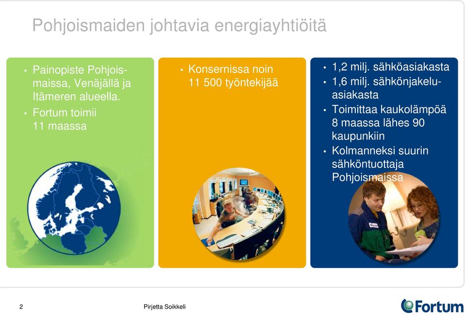 Fortum toimii 11 maassa Konsernissa noin 11 500 työntekijää 1,2 milj.