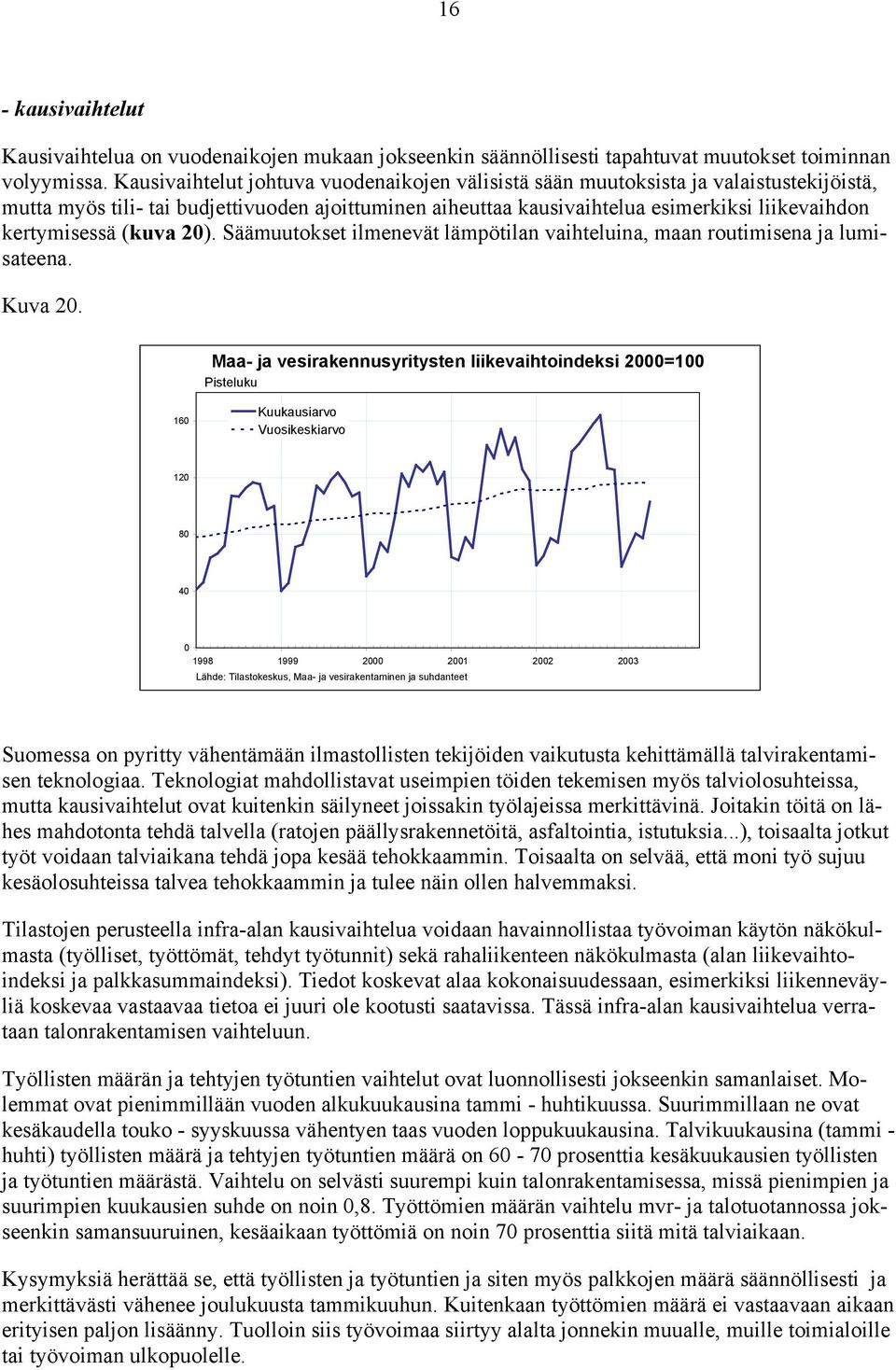 (kuva 20). Säämuutokset ilmenevät lämpötilan vaihteluina, maan routimisena ja lumisateena. Kuva 20.