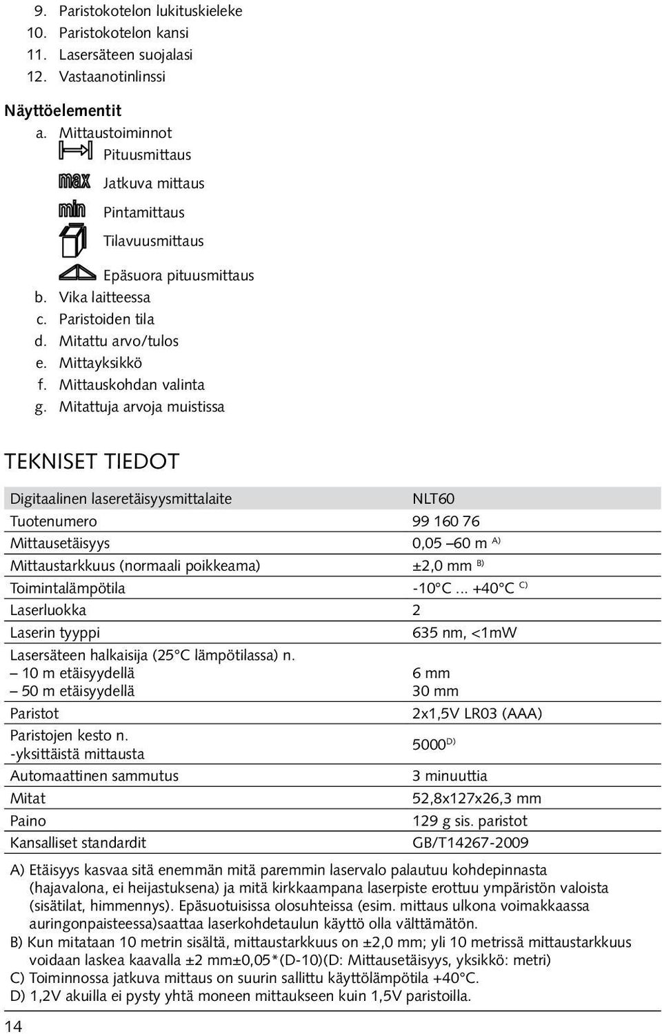 Mittauskohdan valinta g.