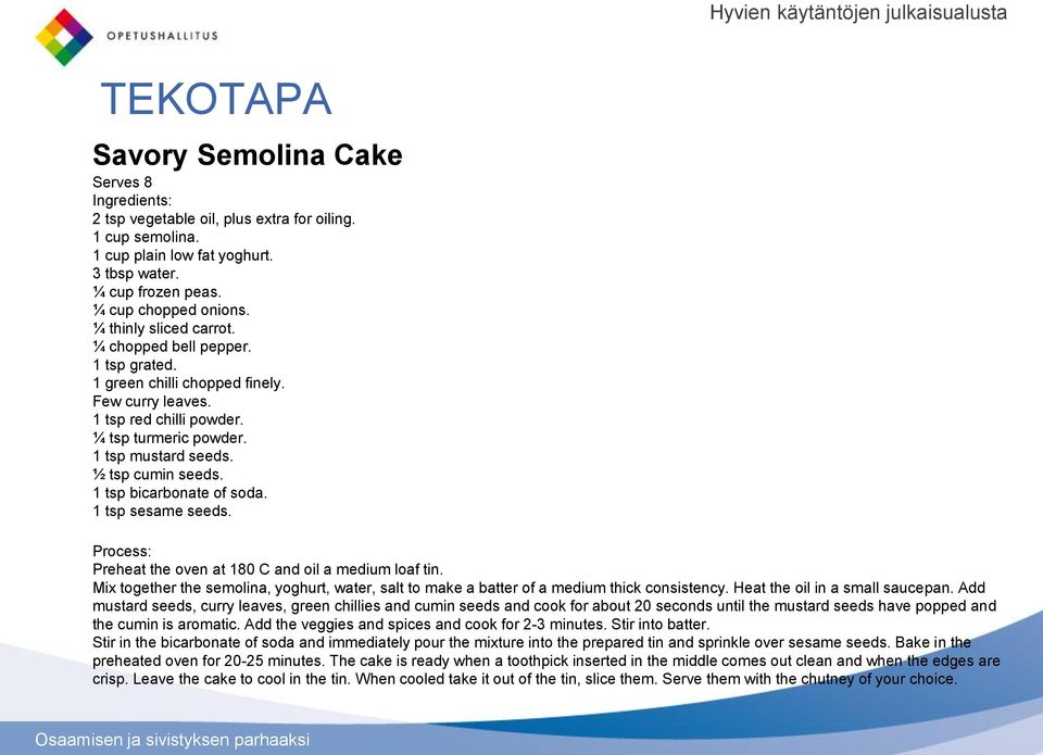 1 tsp bicarbonate of soda. 1 tsp sesame seeds. Process: Preheat the oven at 180 C and oil a medium loaf tin.